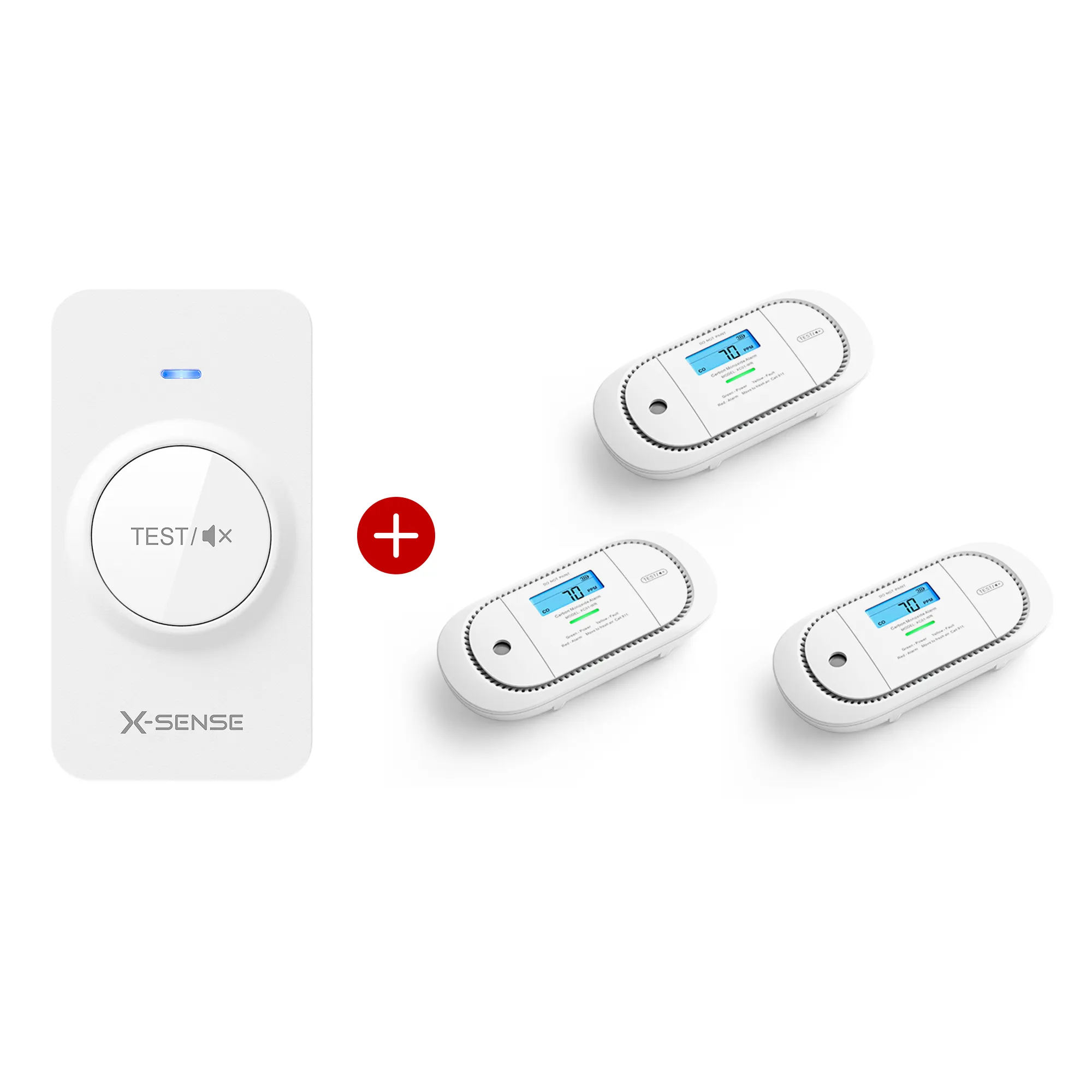 3-Pack XC01-WR Wireless Interconnected CO Alarms   1-Pack RC01 Pro Remote Controller