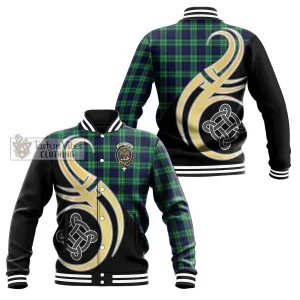 Abercrombie Tartan Baseball Jacket with Family Crest and Celtic Symbol Style