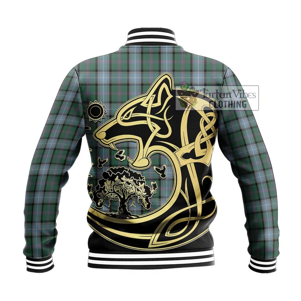 Alexander of Menstry Hunting Tartan Baseball Jacket with Family Crest Celtic Wolf Style