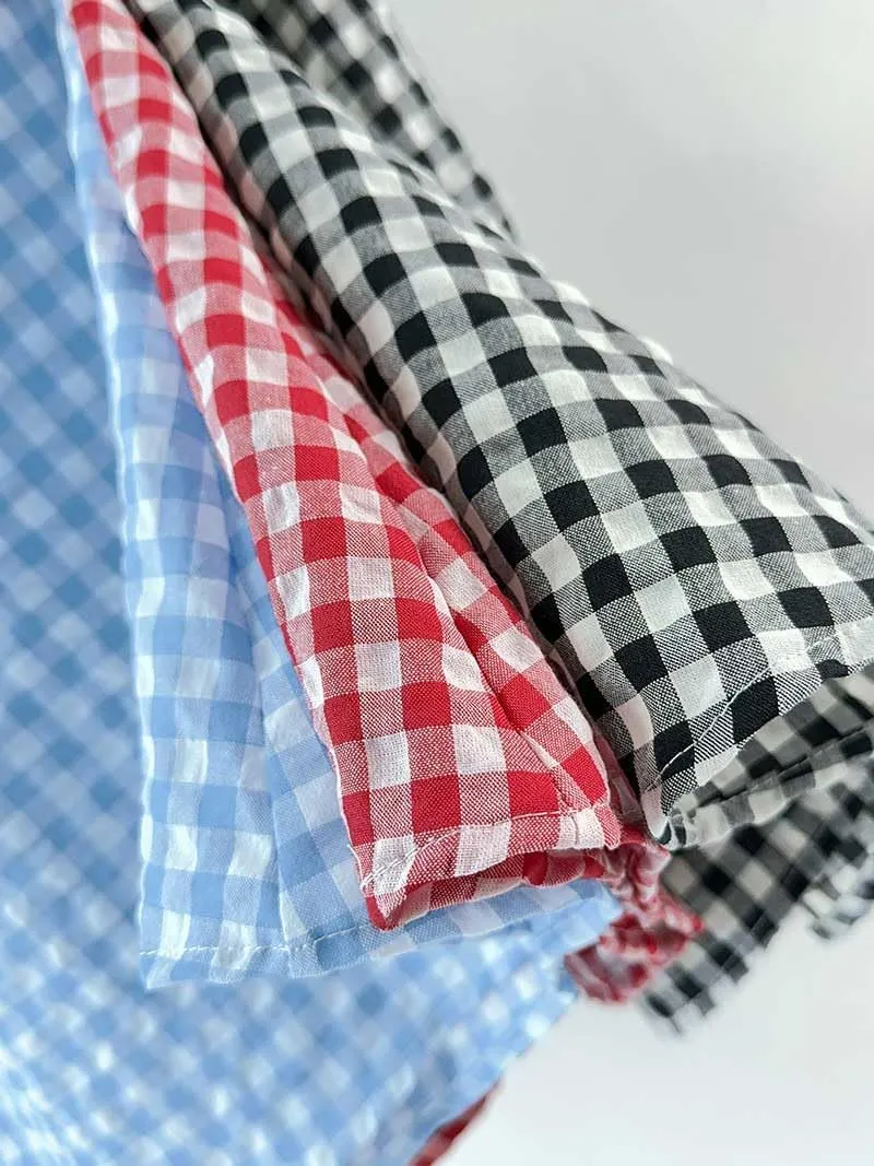 chouyatou Women's Casual Elastic Waist Plaid Skirt Gingham Swing Pleated Midi Long Skirt with Pockets