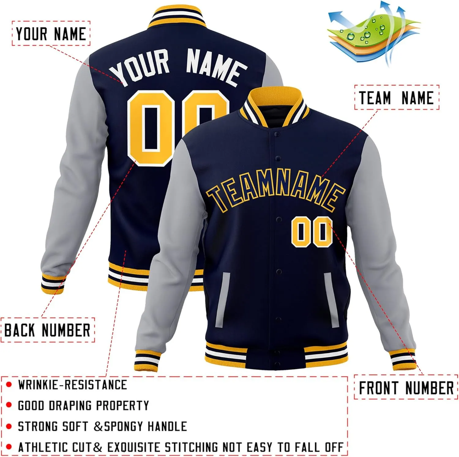 Custom Mens Varsity Jacket Baseball Letterman Bomber Jackets Personalized Stitched Any Name Number Logo