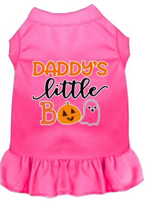 Daddy's Little Boo Screen Print Dog Dress Bright Pink Xxxl