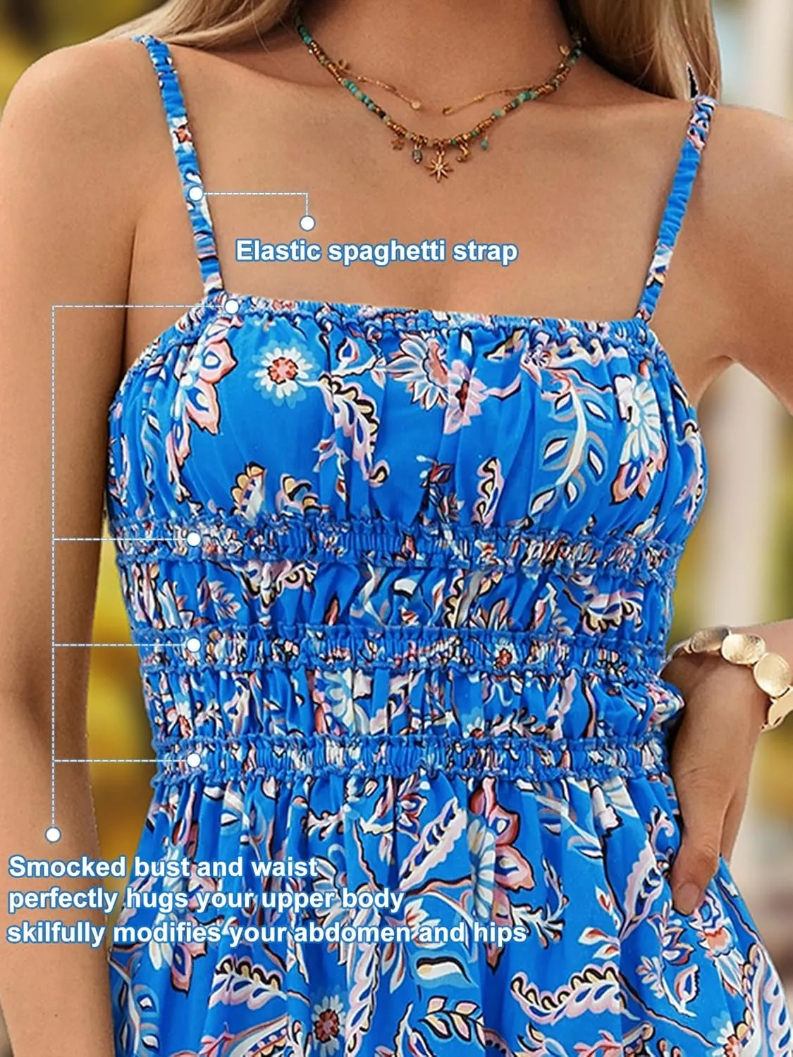 DIRASS 100% Cotton Dress for Women 2025 Summer Vacation Beach Smocked Midi Dress
