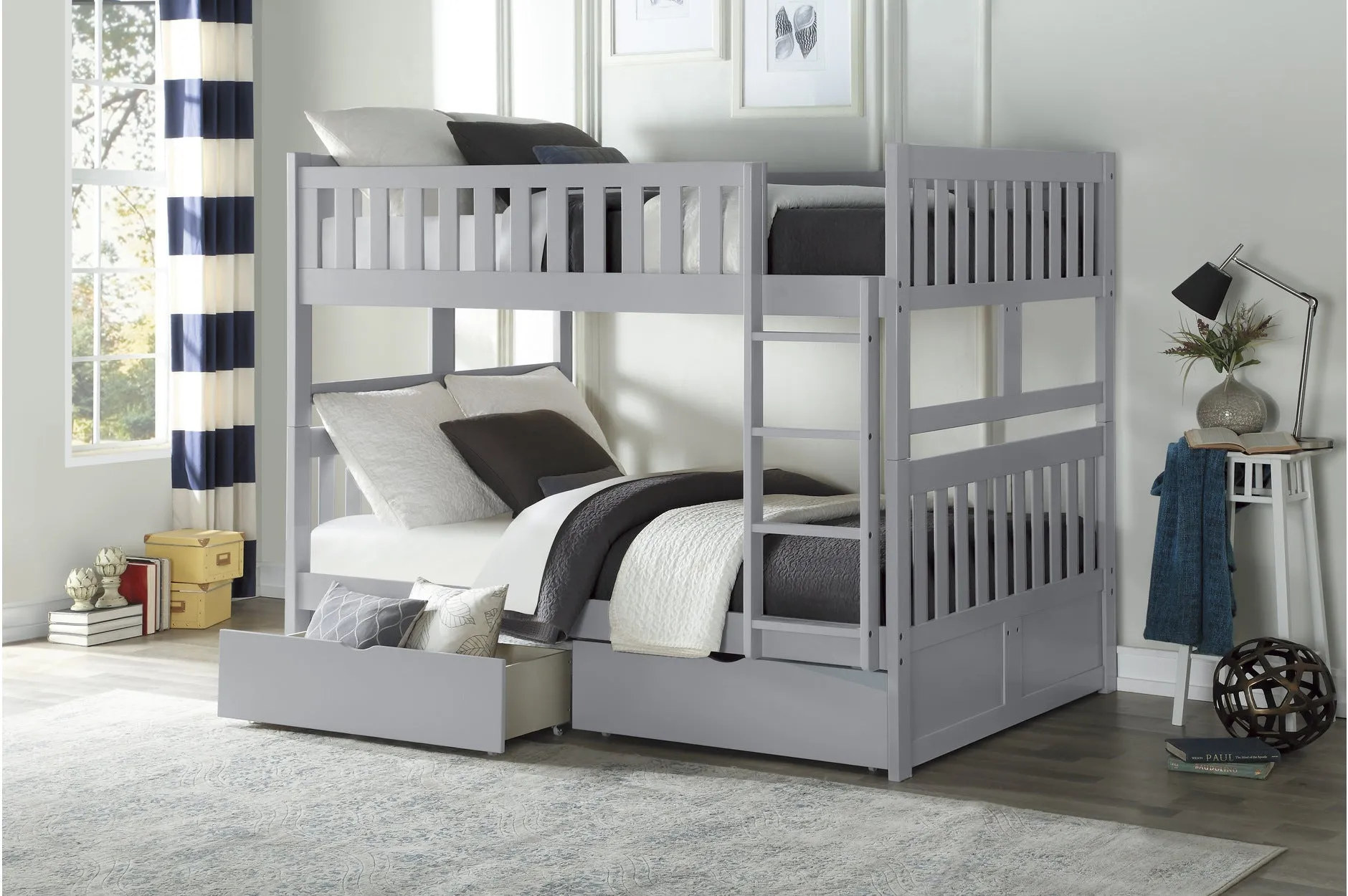 Double/Double Solid Wood Bunkbed with Bedroom Furniture Options