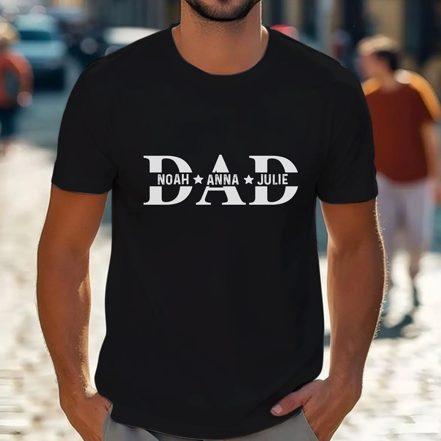 Fathers Day Personalized Gifts for Dad from Daughter Custom Mens T-Shirts with Kid Names Customized Photo Gifts for Dad Papa
