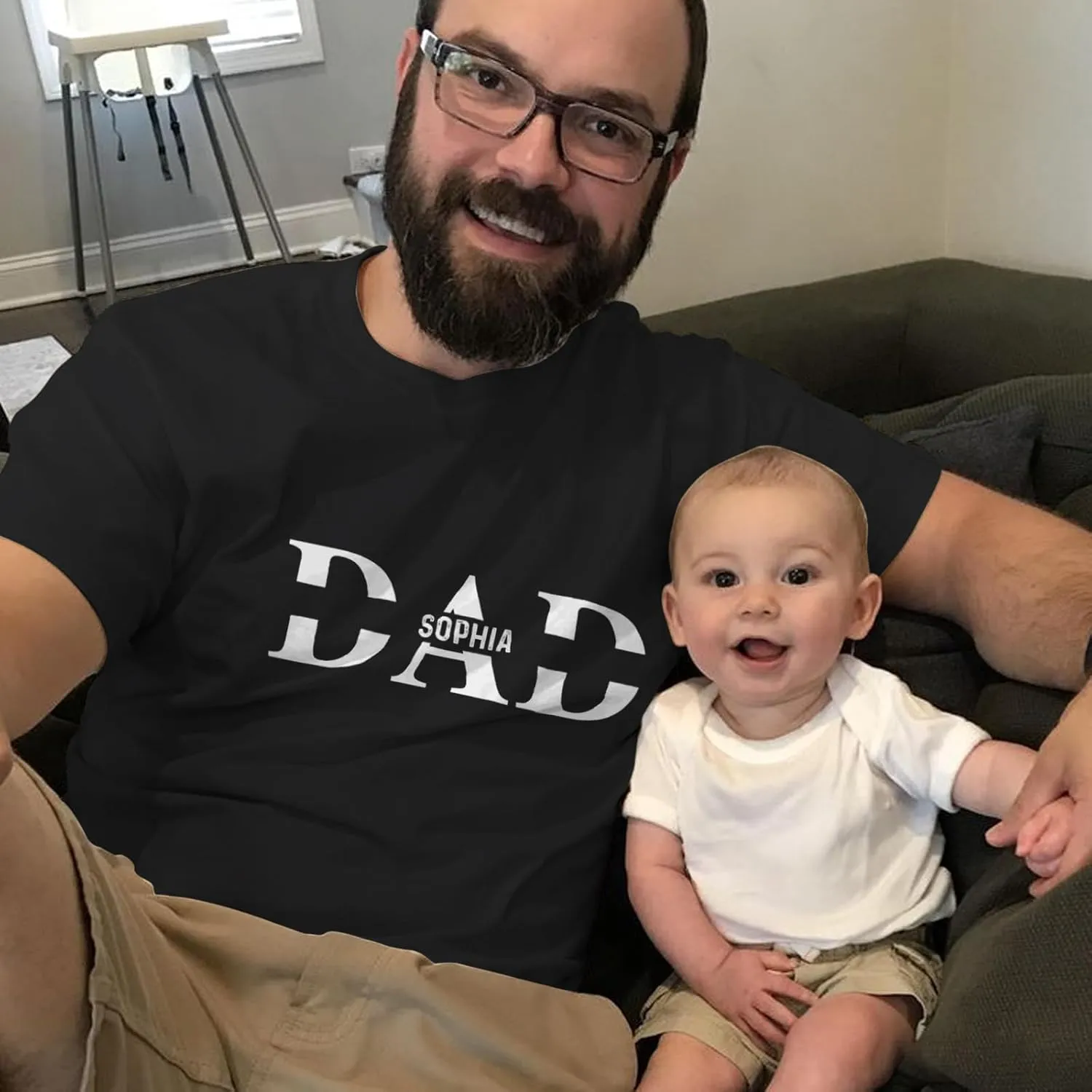 Fathers Day Personalized Gifts for Dad from Daughter Custom Mens T-Shirts with Kid Names Customized Photo Gifts for Dad Papa