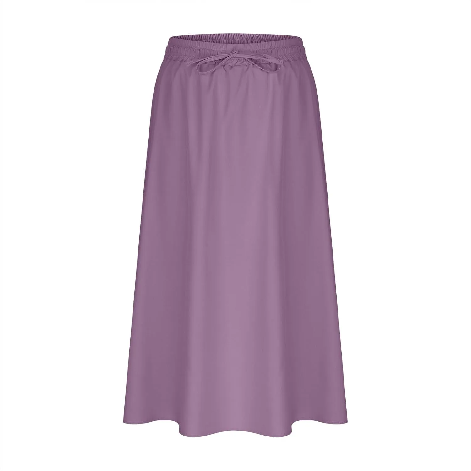 Flowy Skirt for Women Midi Length Drawstring Elastic High Waist A-Line Skirts with Pockets Bohemia Skirt 2025 Trendy