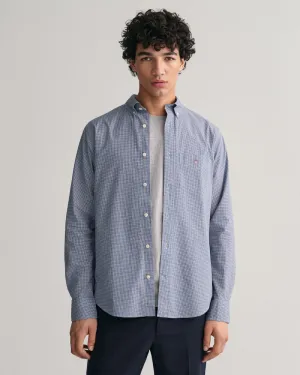 GANT -Regular Poplin Micro Check Shirt, College Blue