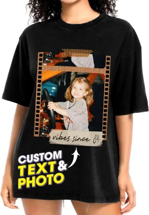 H-DEWALL Custom T Shirts 90s Vintage Design Your Own Photo Bootleg Rap Tee Gifts for Boyfriend Birthday Shirts for Men