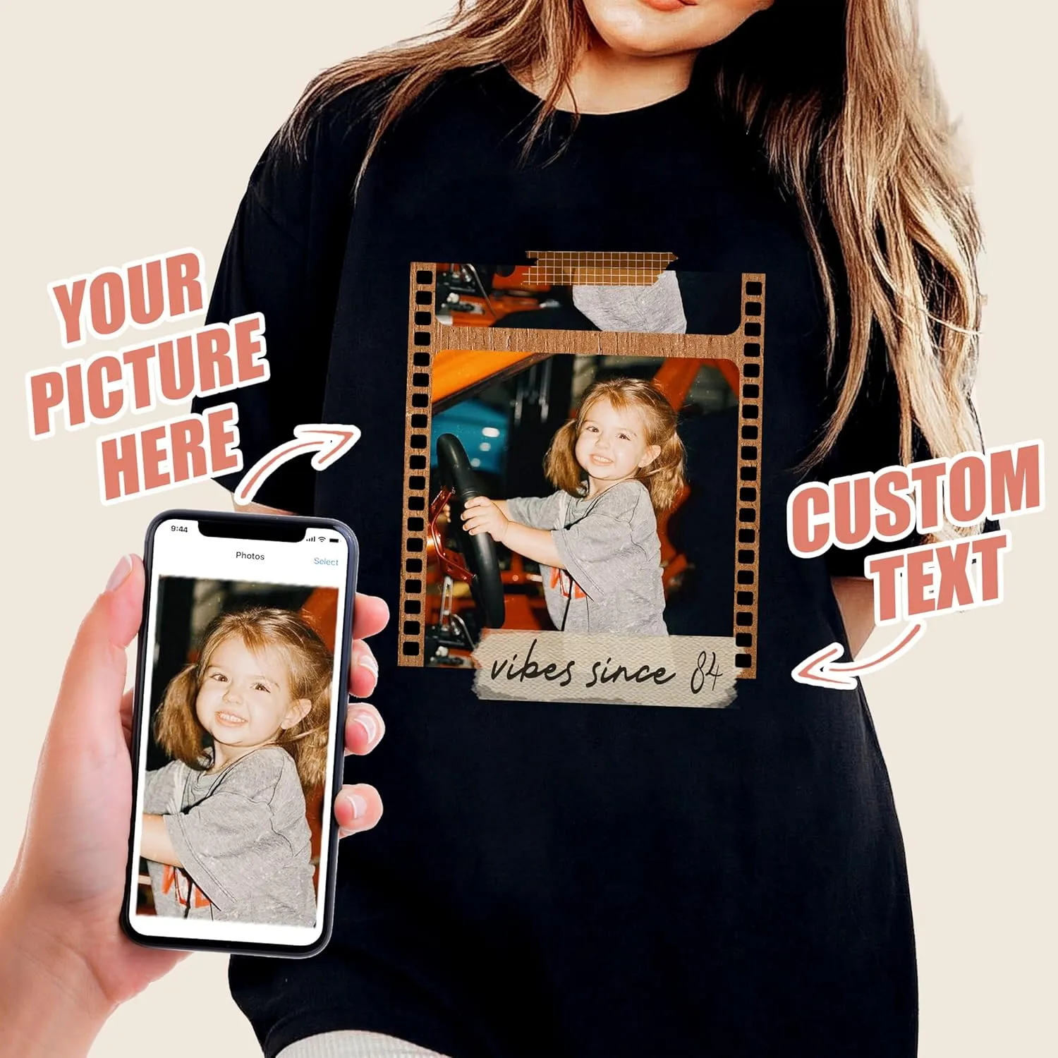 H-DEWALL Custom T Shirts 90s Vintage Design Your Own Photo Bootleg Rap Tee Gifts for Boyfriend Birthday Shirts for Men