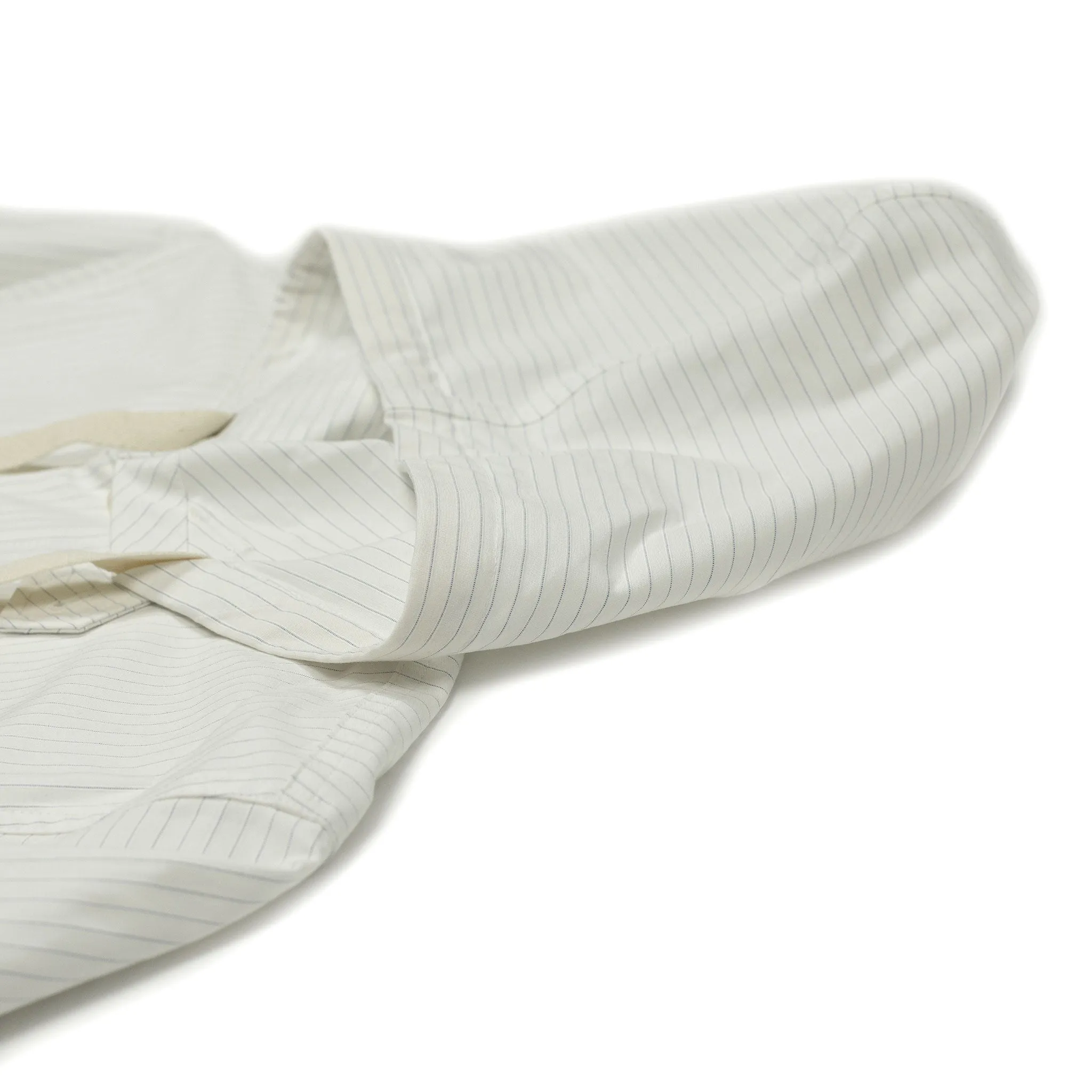 Hooded field jacket in white striped Italian cotton