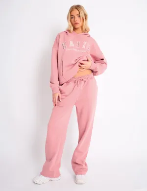 Kaiia Logo Wide Leg Jogger Blusher