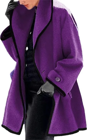 Maiyifu-GJ Womens Wool Blend Coat Single Breasted Trench Jackets with Hood Winter Casual Shawl Collar Overcoat Outerwear