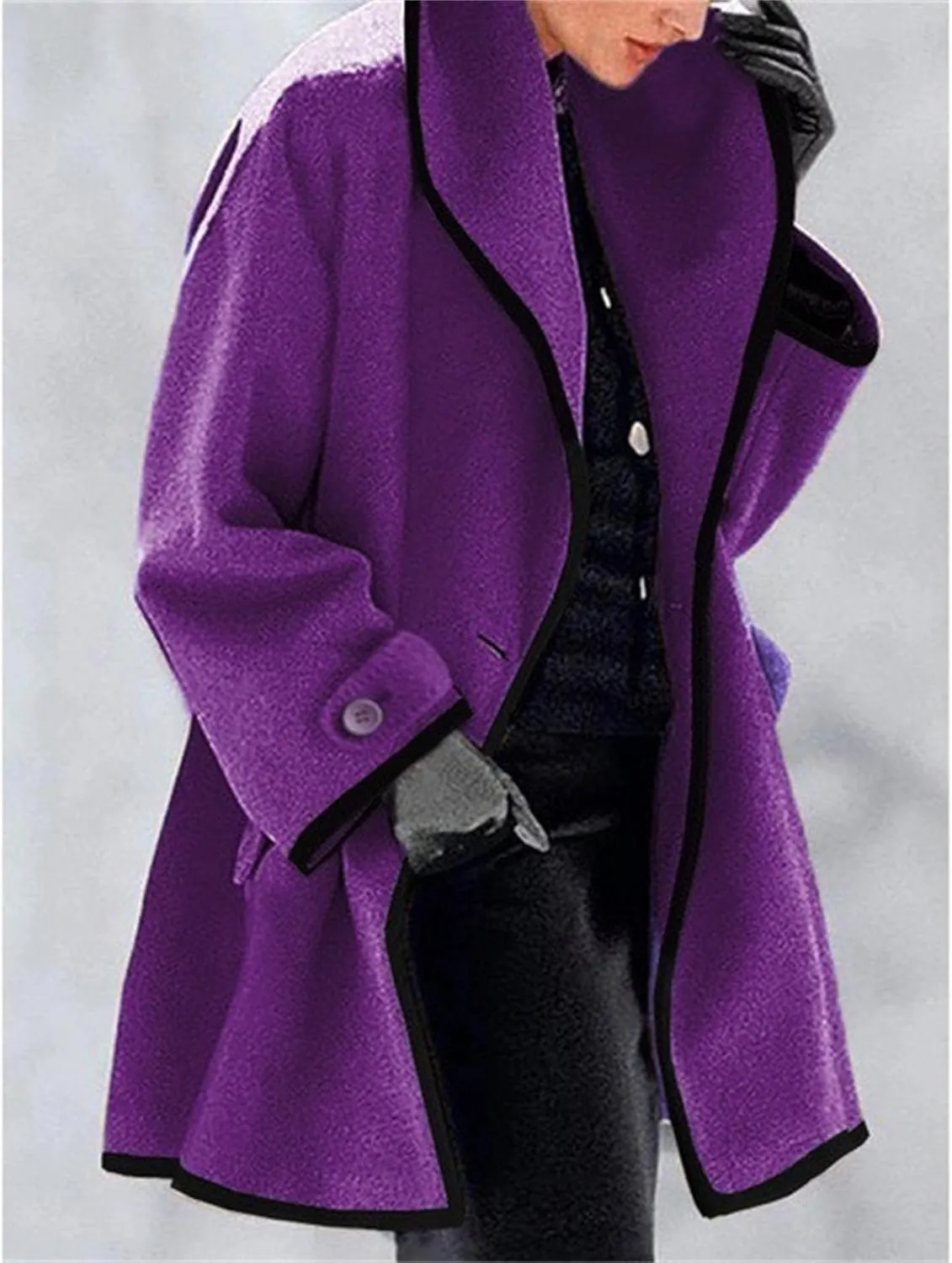 Maiyifu-GJ Womens Wool Blend Coat Single Breasted Trench Jackets with Hood Winter Casual Shawl Collar Overcoat Outerwear