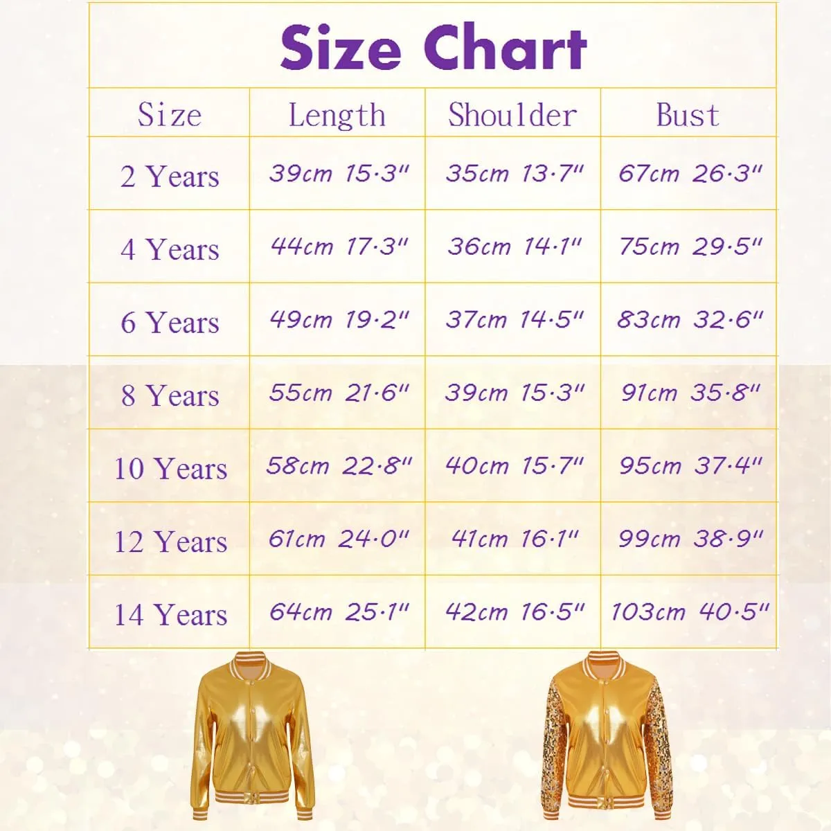 Mowbeat Sequins Varsity Jackets for Girl Gold Holographic Metallic Bomber Jacket For Kid Sparkle Baseball Coat