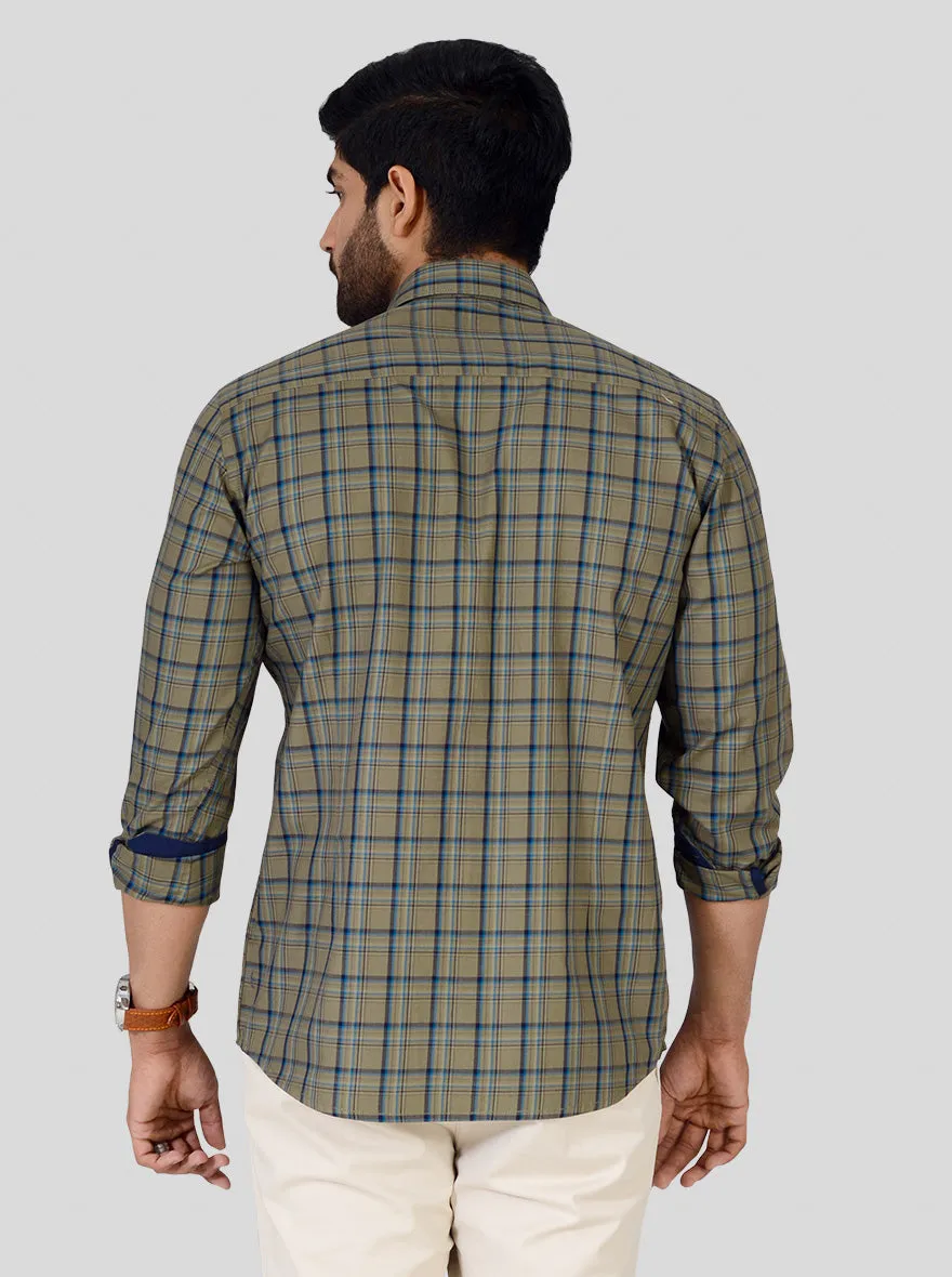 Nile Green Checked Tailored Fit Casual Shirt | JadeBlue