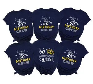 Personalized Handmade Birthday Queen & Crew T-Shirt  Custom Name Birthday Party Tee, 50th Birthday Queen Shirt, Matching Birthday Celebration Shirts