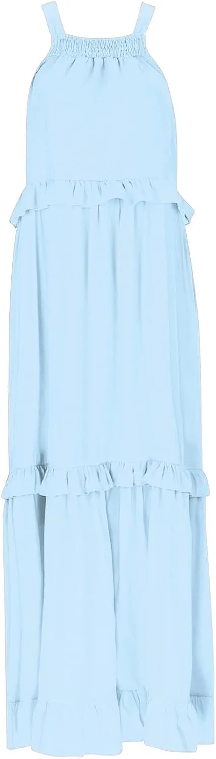 Plus Size Dresses for Curvy Women Casual Slip Tank Dresses Spaghetti Strap Flowy Maxi Long Plus Size Dresses