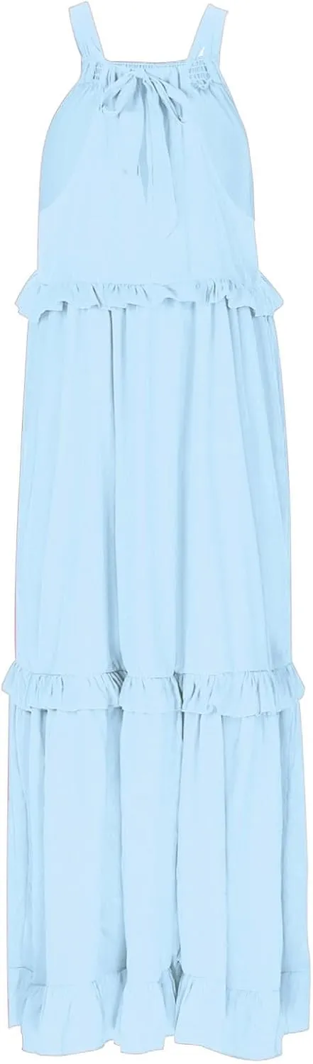 Plus Size Dresses for Curvy Women Casual Slip Tank Dresses Spaghetti Strap Flowy Maxi Long Plus Size Dresses