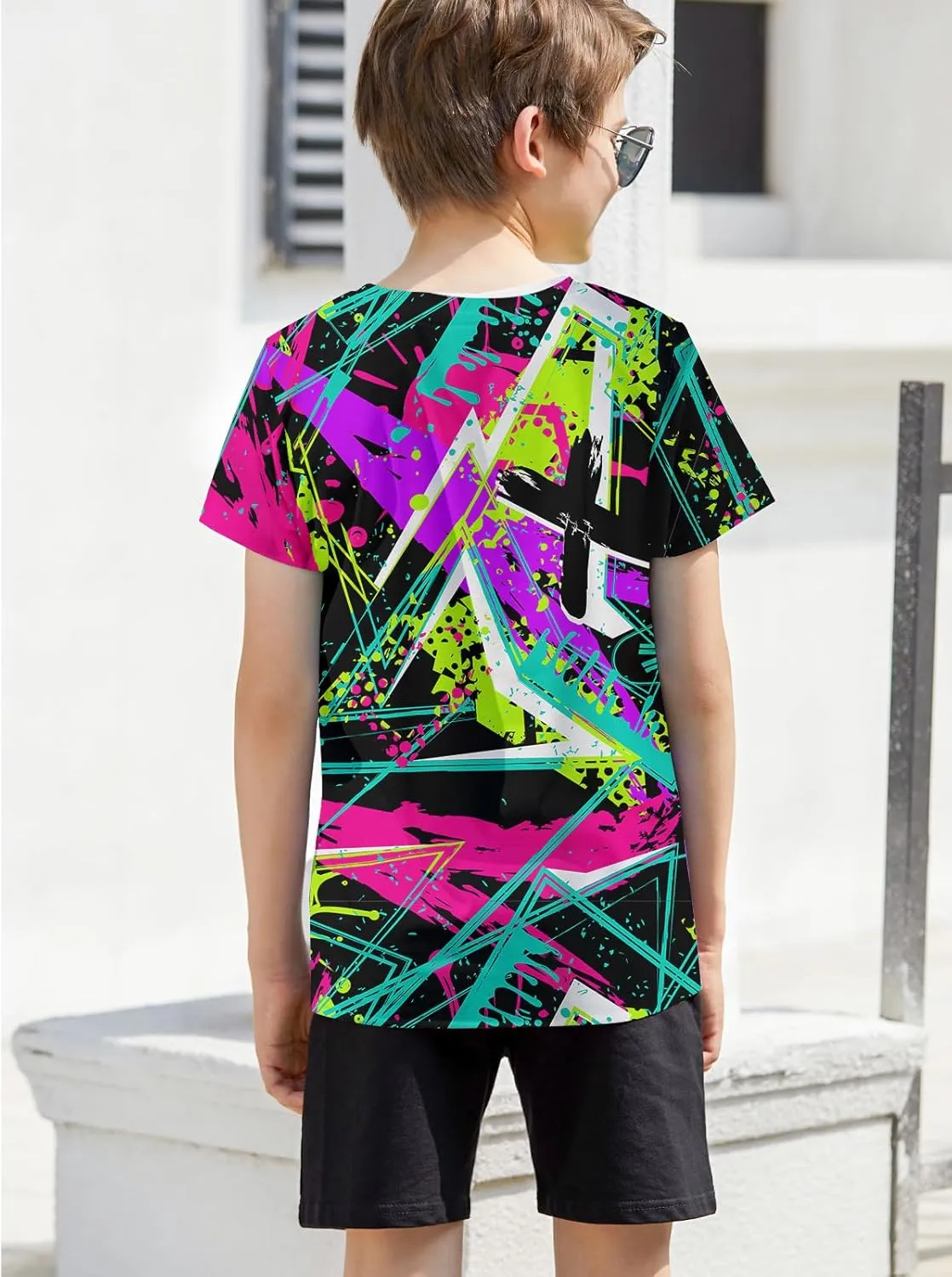 RAISEVERN Boys Girls 3D Graphic Printed T-Shirts Short Sleeve Summer tees for 4-14 Years