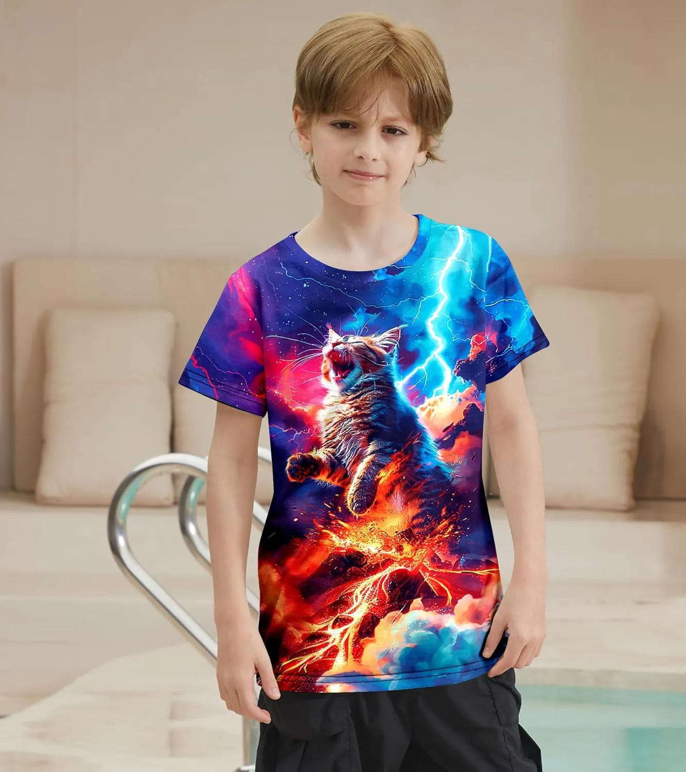 RAISEVERN Boys Girls 3D Graphic Printed T-Shirts Short Sleeve Summer tees for 4-14 Years