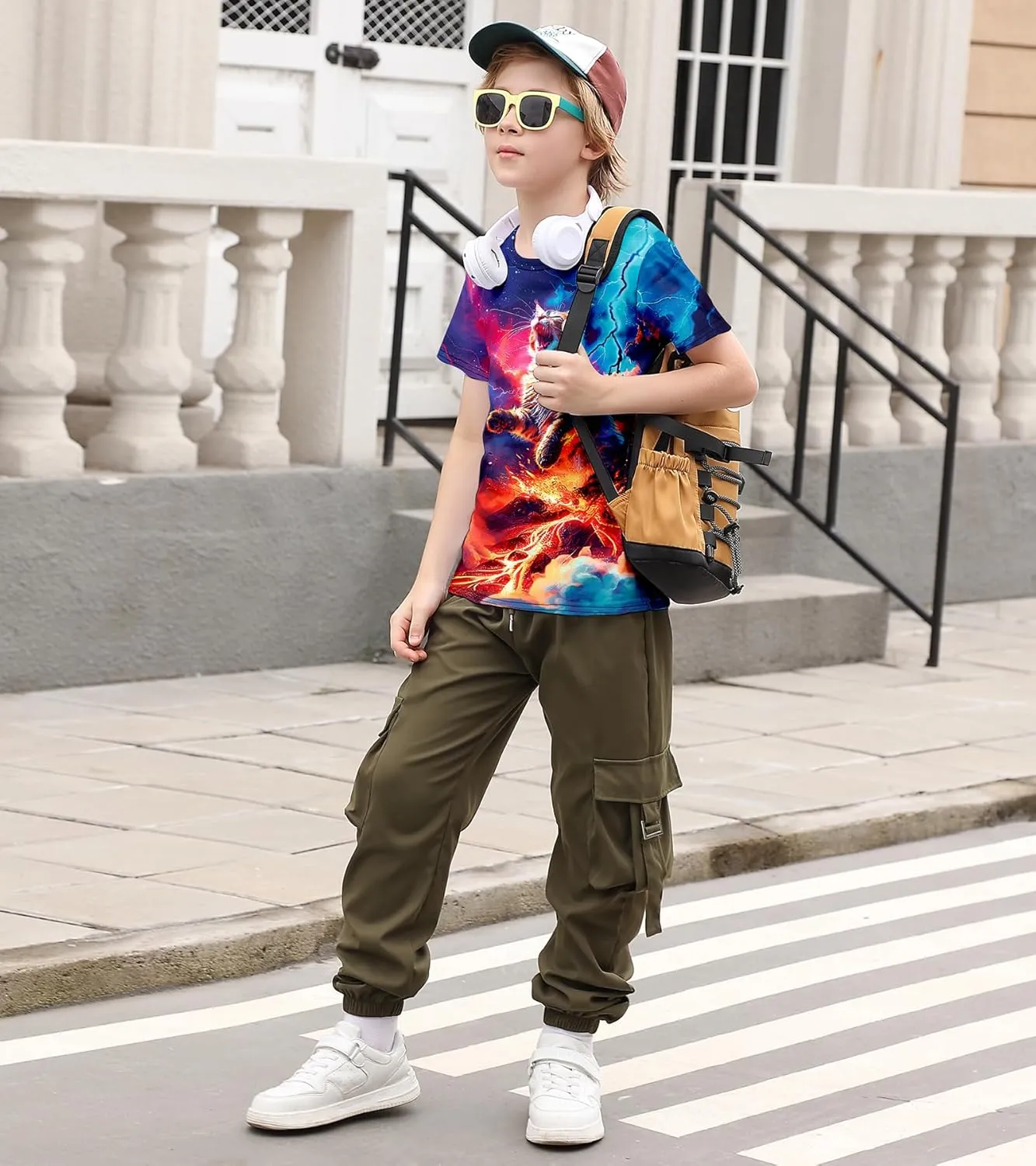 RAISEVERN Boys Girls 3D Graphic Printed T-Shirts Short Sleeve Summer tees for 4-14 Years