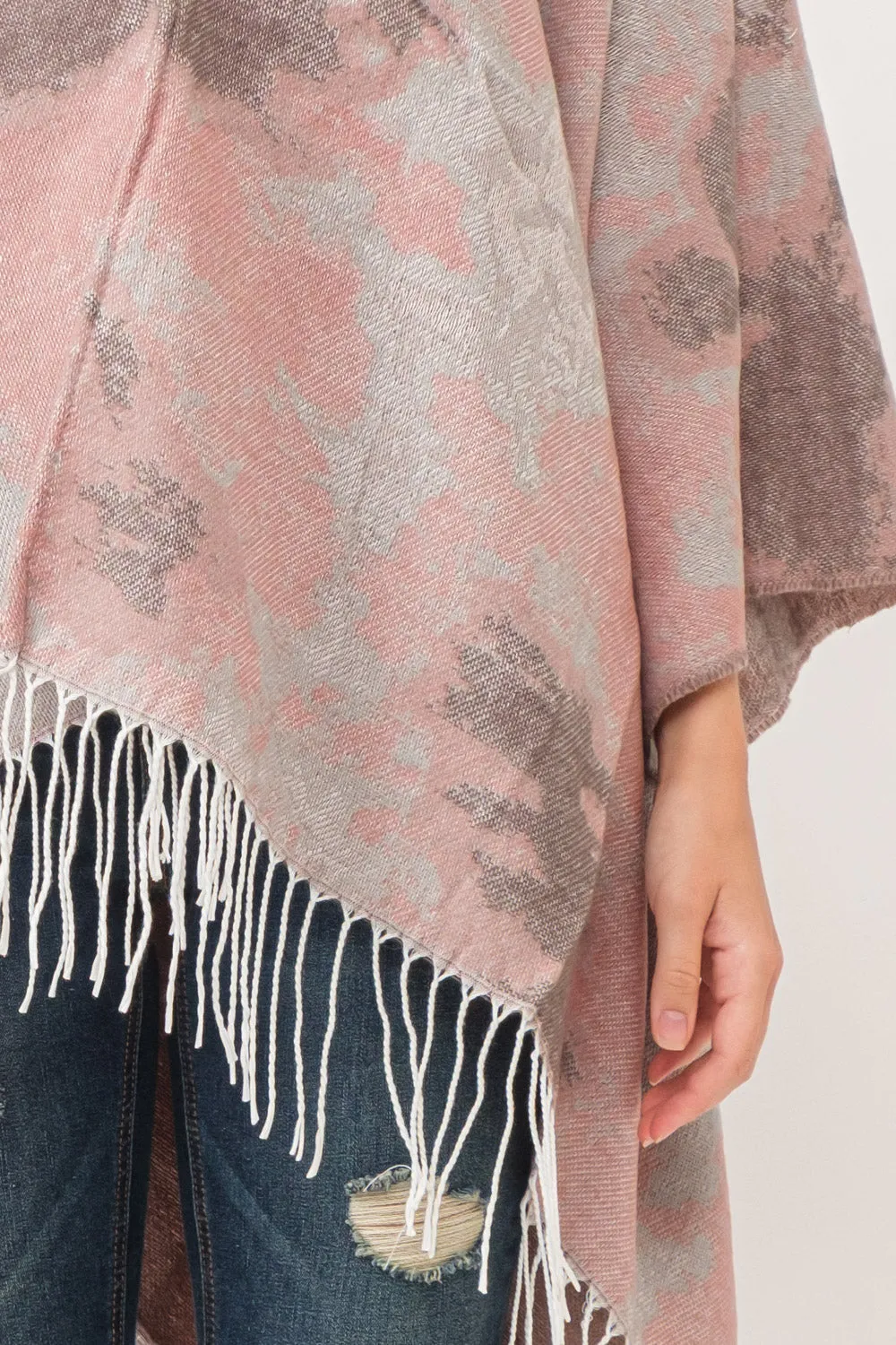 RAJ BONNIE PINK PASTEL PONCHO RUANA ROSY PINK SMOKE