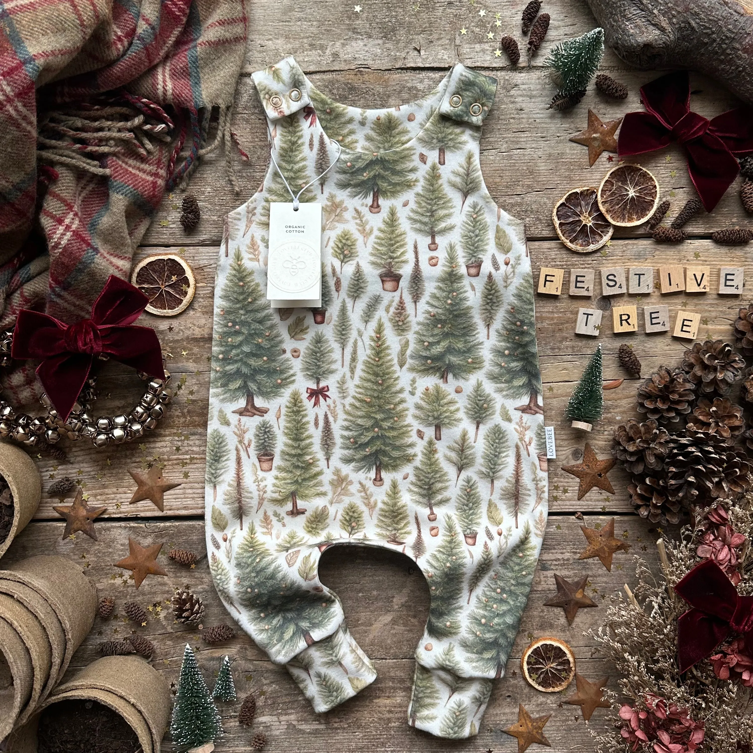 Ribbon Christmas Tree Long Romper
