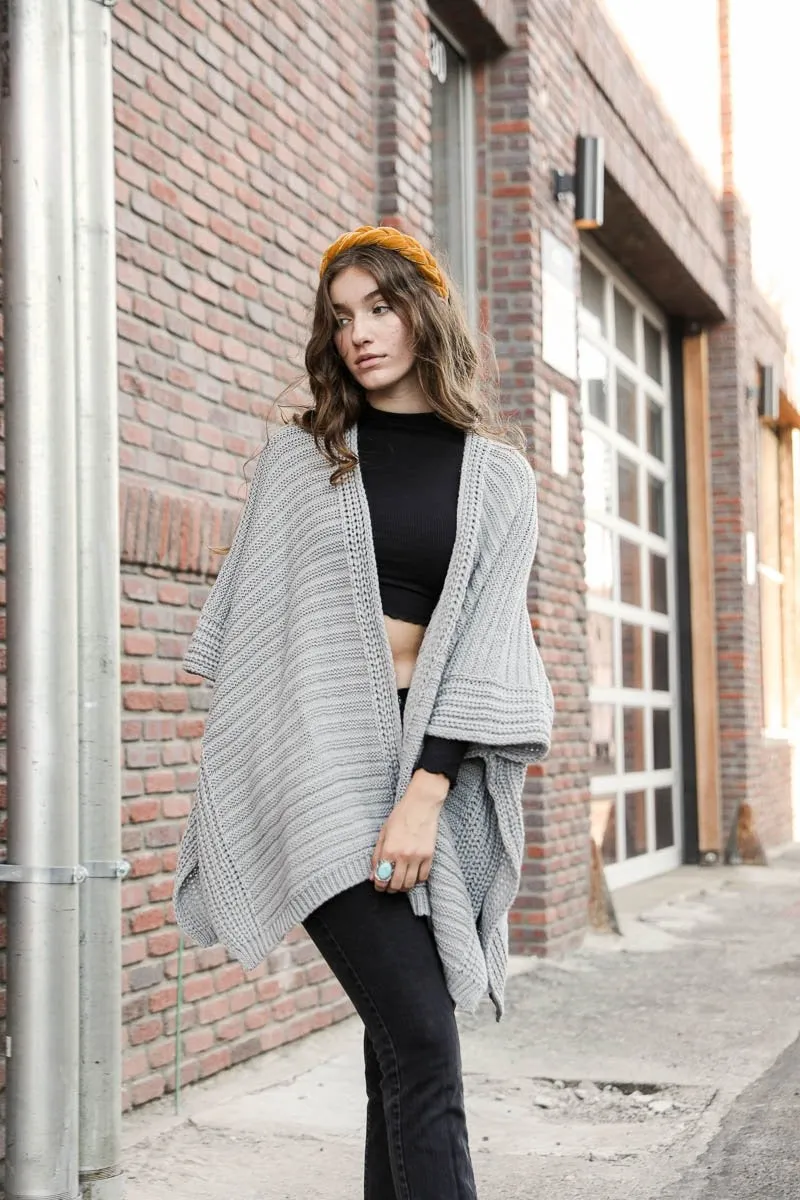 Ridged Rib Knit Ruana