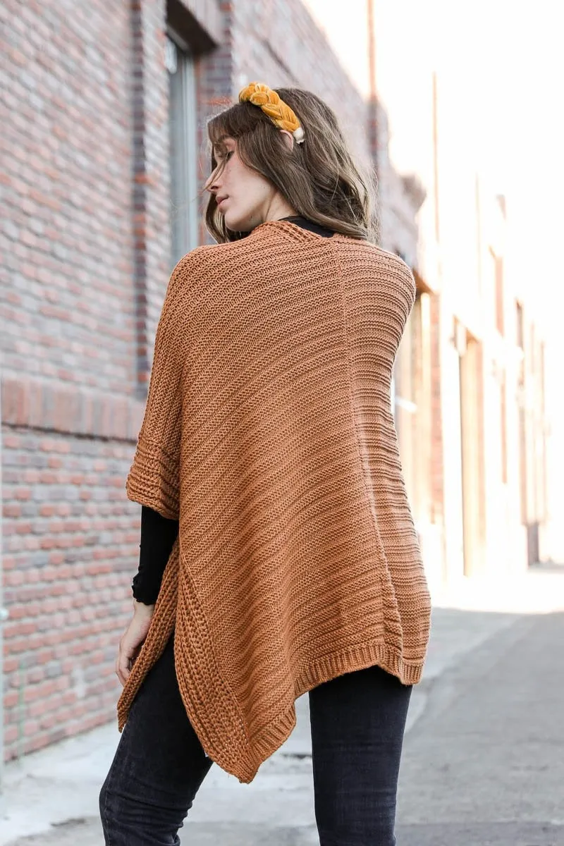 Ridged Rib Knit Ruana