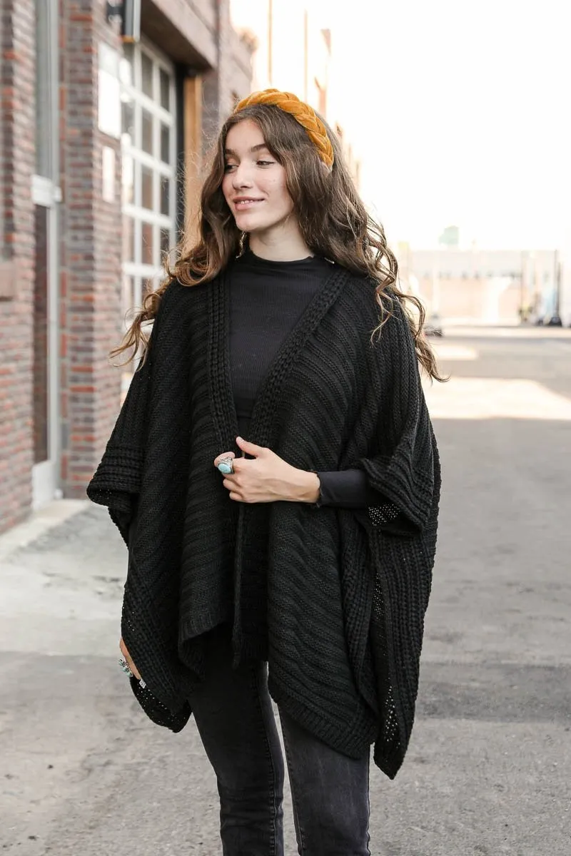 Ridged Rib Knit Ruana