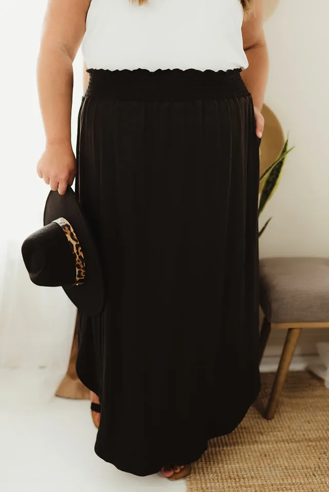 Smocking Waist Maxi Skirt