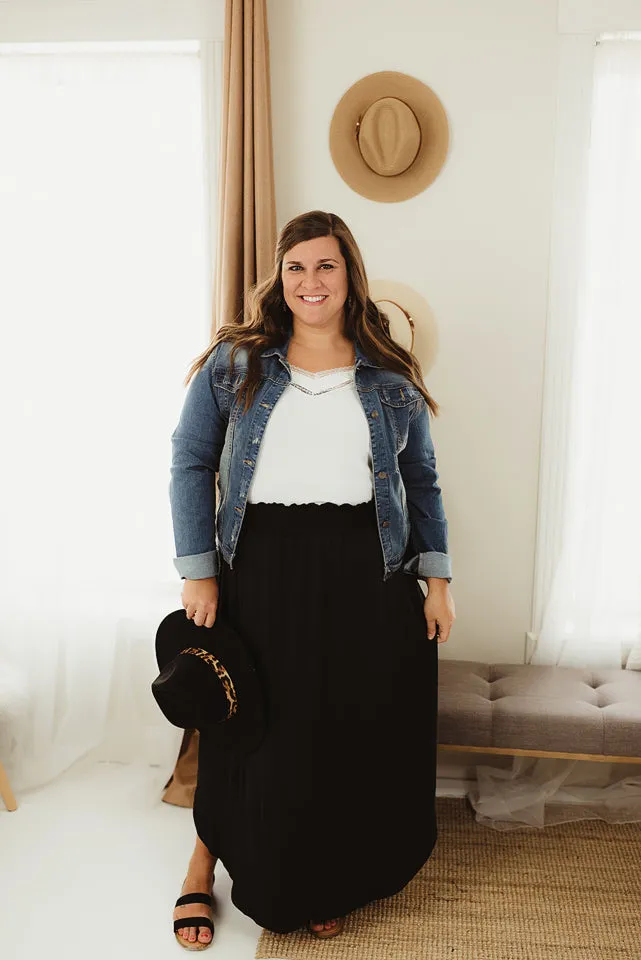 Smocking Waist Maxi Skirt