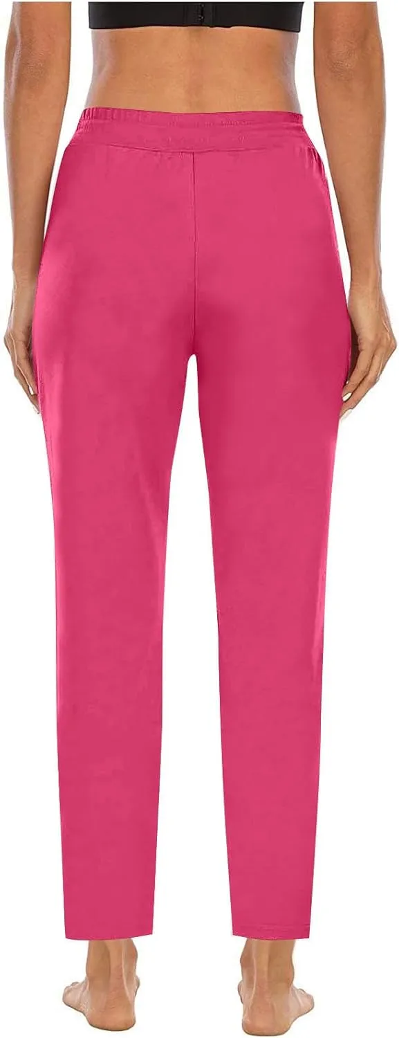 Straight Leg Pants for Women Casual Elastic Waist Drawstring Yoga Pants with Pockets Workout Running Sweatpant