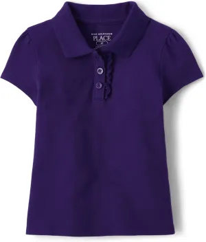 The Children's Place girls Short Sleeve Ruffle Pique Polo