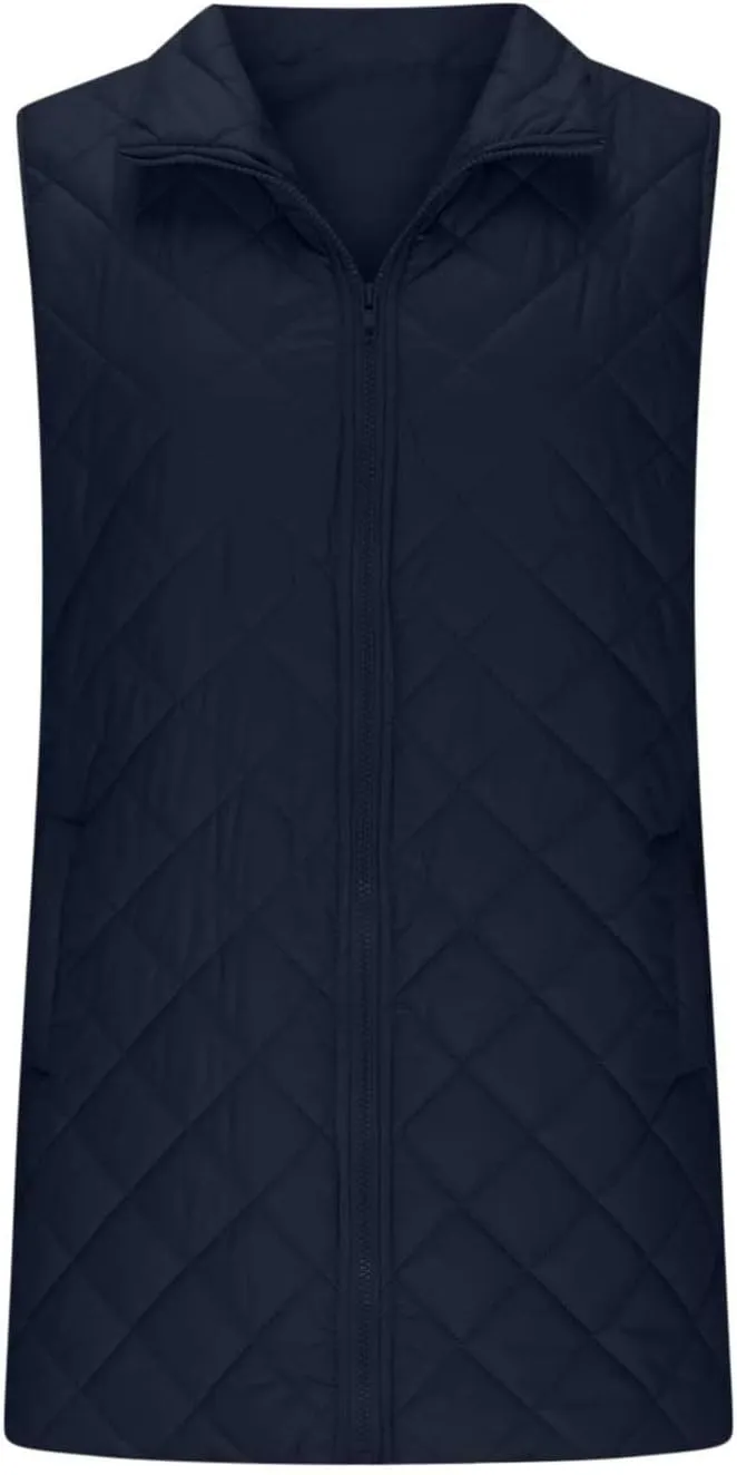 Uillui Long Winter Vest for Women 2024 Trendy Outwear Lightweight Quilted Puffer Down Vest Women Warm Padded Gilet Jackets