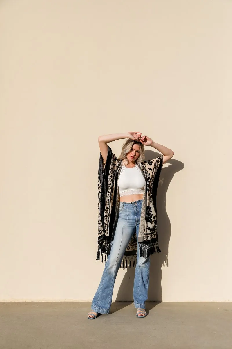 Velvet Mesh Tapestry Kimono