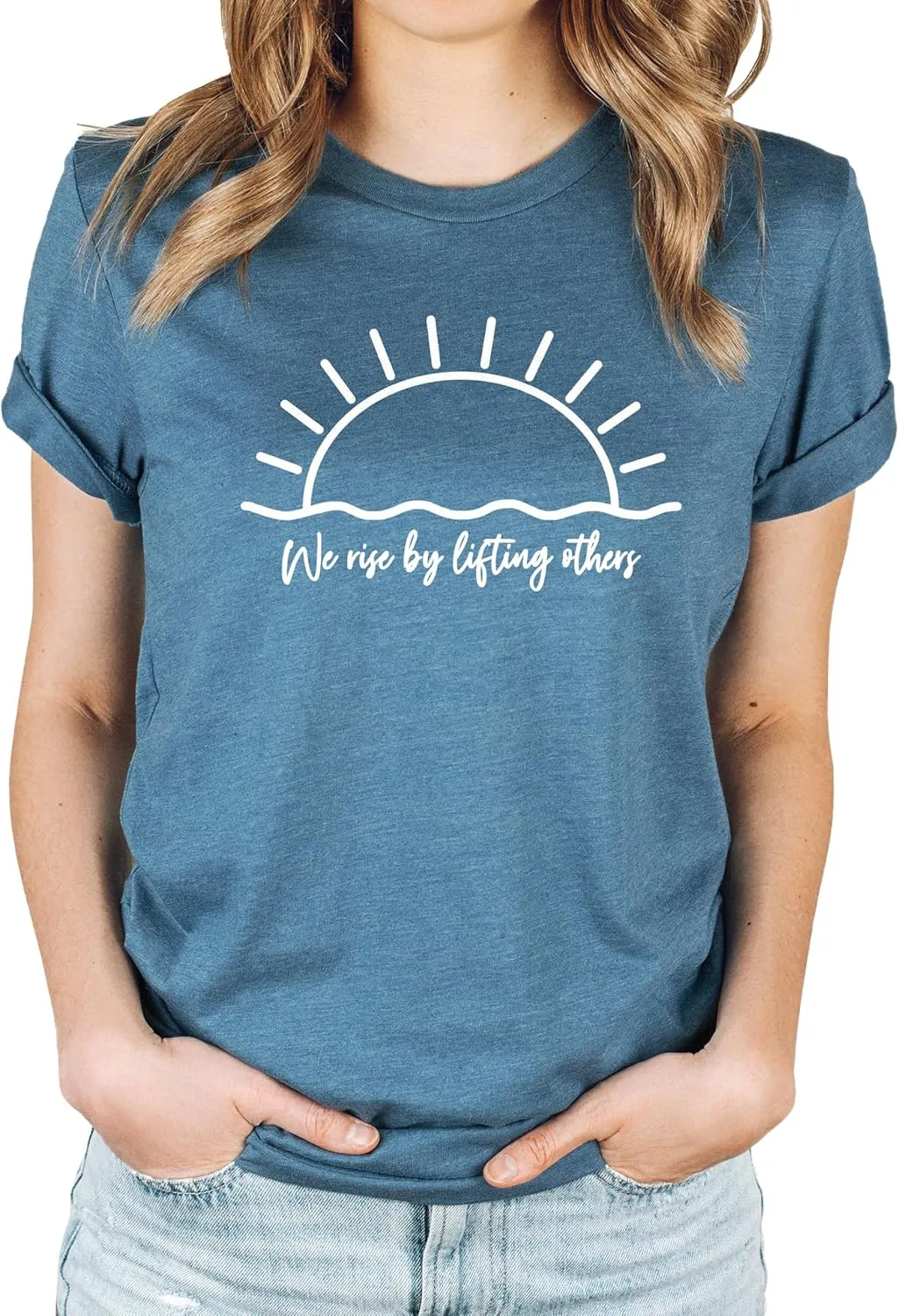 We Rise by Lifting Others Unisex T Shirt - Inspirational Graphic T-Shirts, Stylish Casual Men & Women Tops, Novelty Tee Shirt