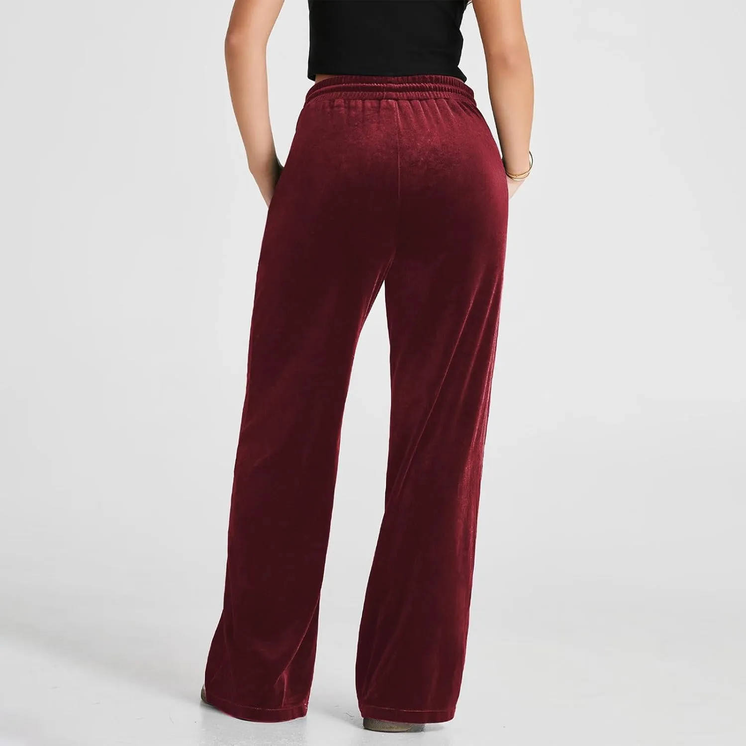 Women Velour Pants Soft Velvet Sweatpants Straight Leg Athletic Joggers Casual Lounge Pajama Pants with Pockets