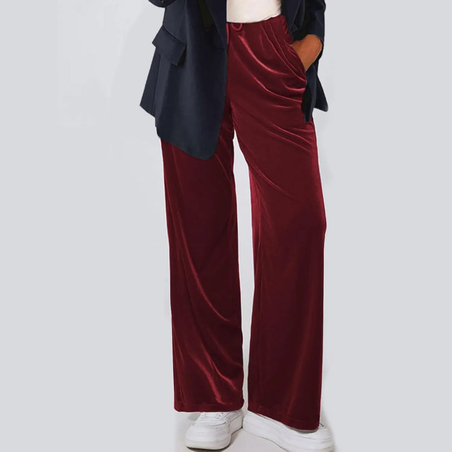 Women Velour Pants Soft Velvet Sweatpants Straight Leg Athletic Joggers Casual Lounge Pajama Pants with Pockets