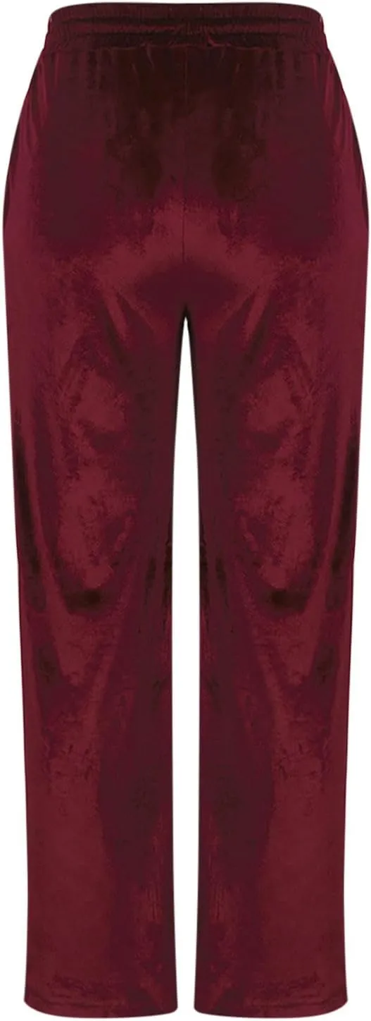 Women Velour Pants Soft Velvet Sweatpants Straight Leg Athletic Joggers Casual Lounge Pajama Pants with Pockets