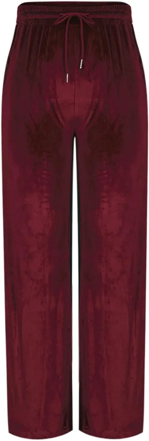 Women Velour Pants Soft Velvet Sweatpants Straight Leg Athletic Joggers Casual Lounge Pajama Pants with Pockets