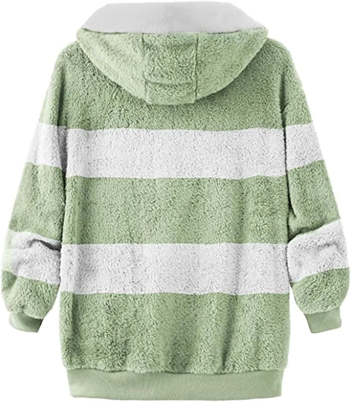 Womens 2023 Winter Fuzzy Fleece Jacket Hooded Color Block Patchwork Cardigan Coats