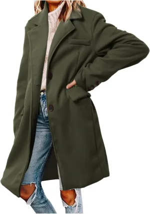 Womens Trench Coats Elegant Wool Pea Overcoats Lapel Collar Double Breasted Long Outwear 2024 Winter Clothing Pockets