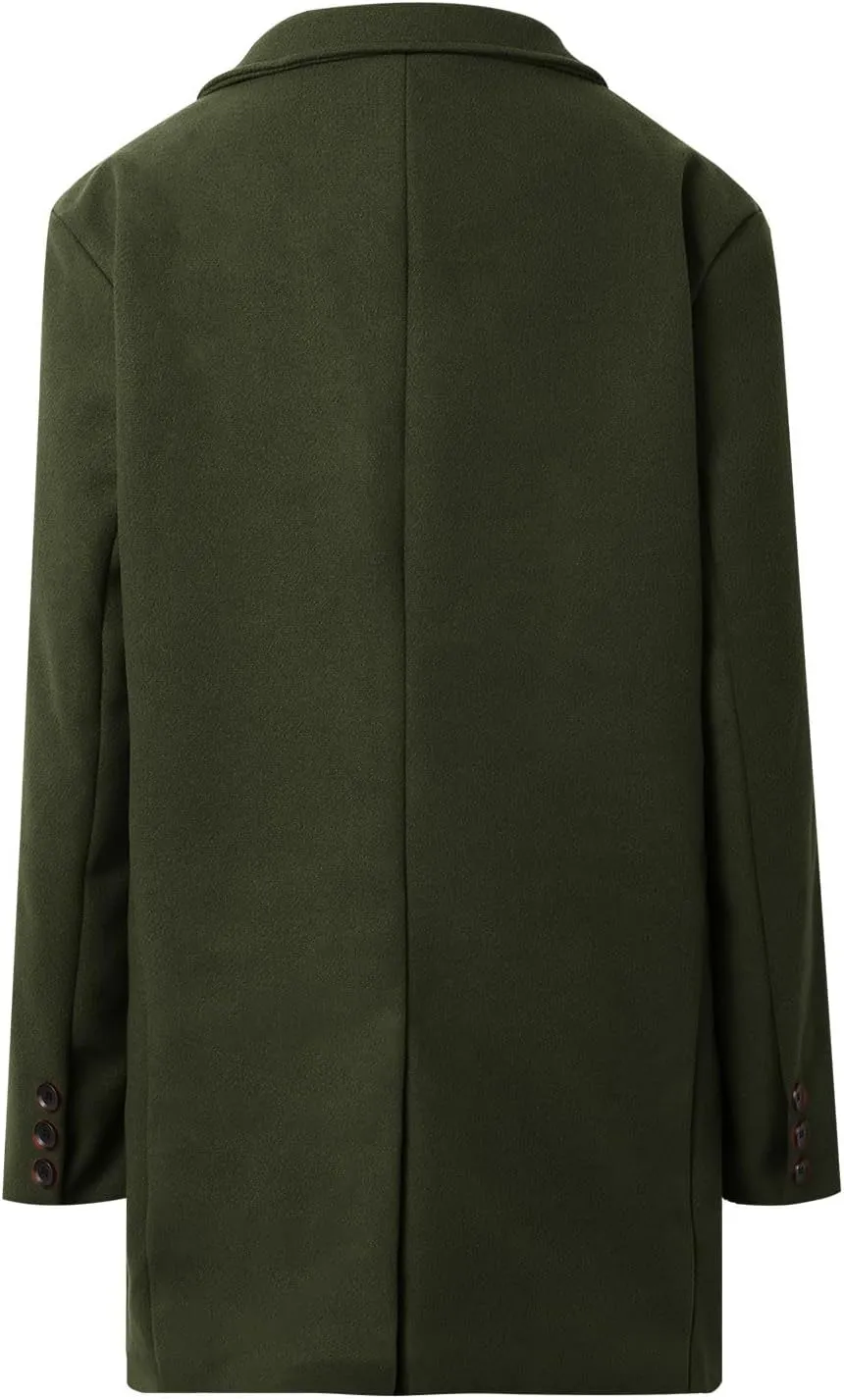 Womens Trench Coats Elegant Wool Pea Overcoats Lapel Collar Double Breasted Long Outwear 2024 Winter Clothing Pockets