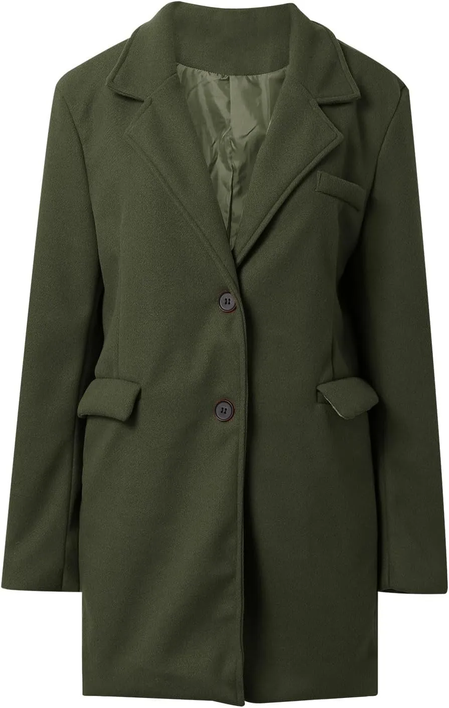 Womens Trench Coats Elegant Wool Pea Overcoats Lapel Collar Double Breasted Long Outwear 2024 Winter Clothing Pockets