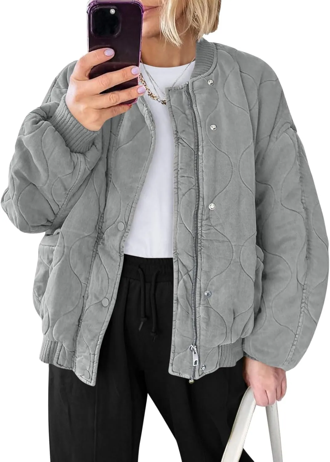 Yousify Winter Jackets for Women Fashion 2024 Casual Puffer Coat Zip Up Lightweight Short Jacket S-2XL